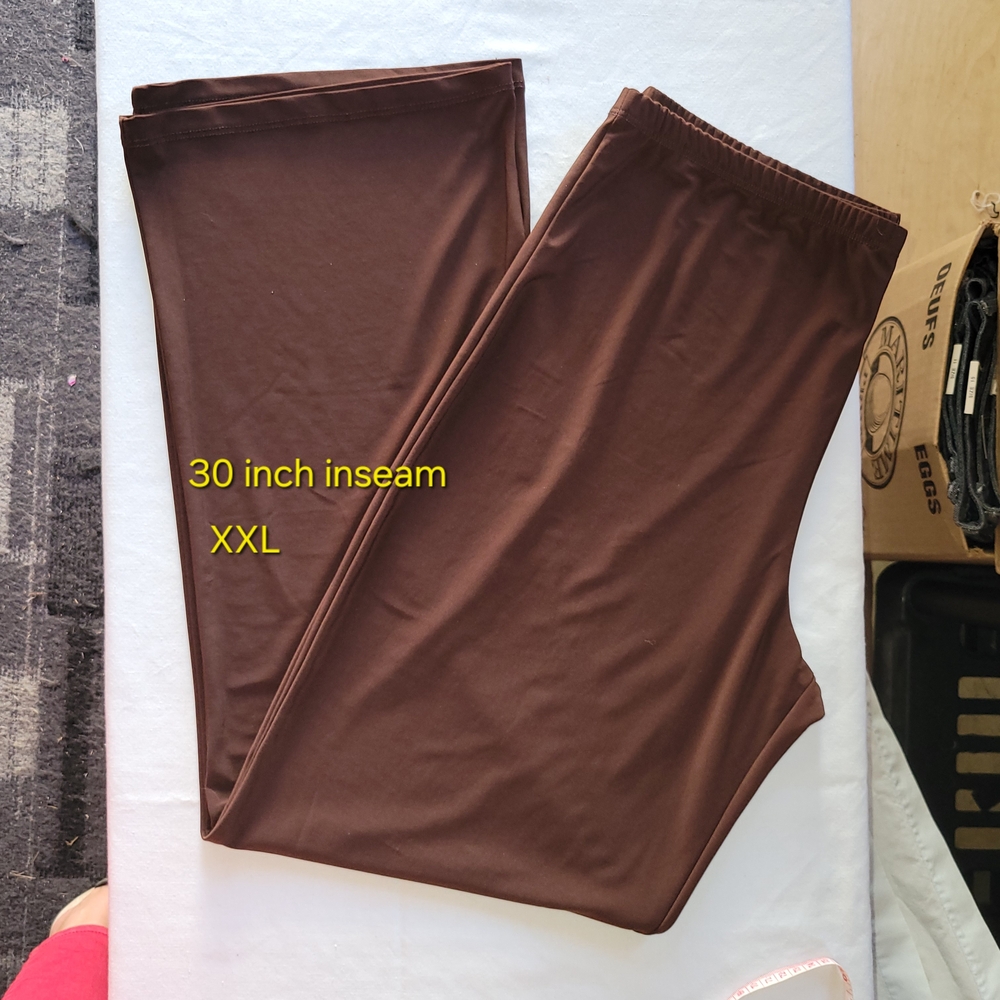 Brown XXL Wide Leg Pants 30inch Inseam With Stretch